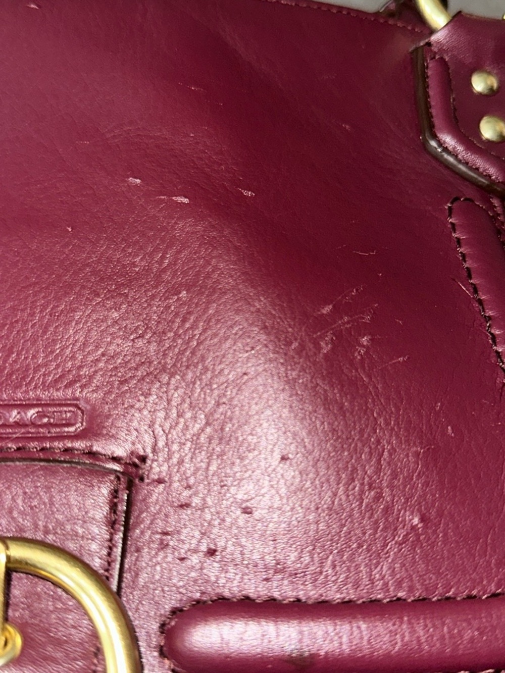 Coach Leather Campbell Izzy Fashion Satchel Brass Burgundy F24683 - Picture 7 of 7